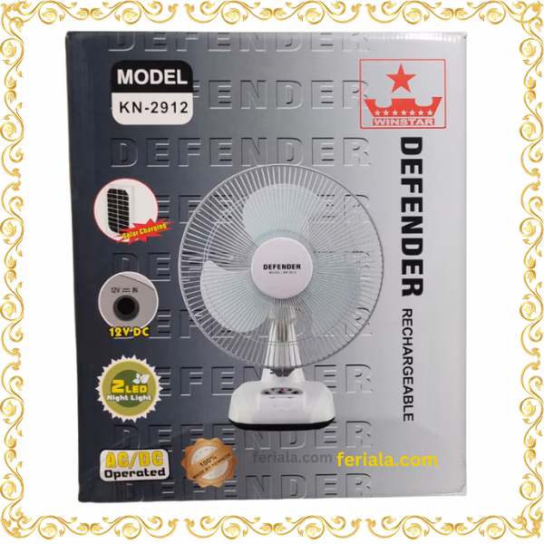Defender KN2912 Rechargeable Table Fan (White)
